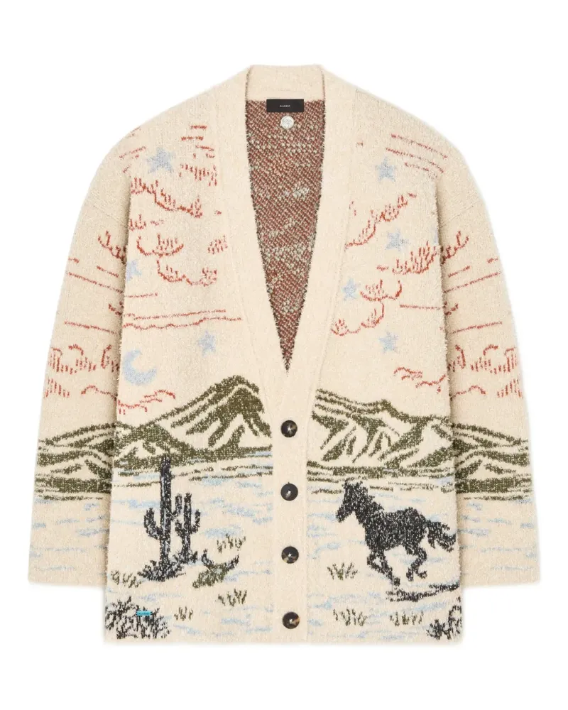 Alanui Cardigan mit Landschaftspferden - Nude Nude