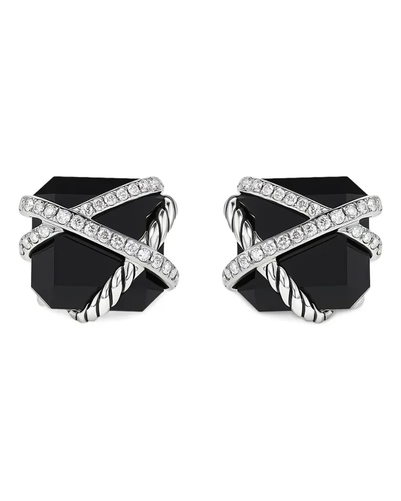 David Yurman Cable Wrap Sterlingsilber-Ohrstecker mit Diamant 12mm - Schwarz Schwarz