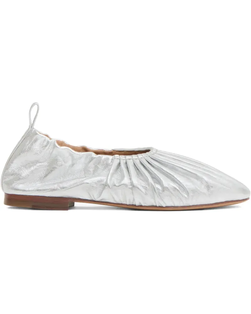 Mansur Gavriel Flache Ballerinas mit Rüschen - Silber Silber