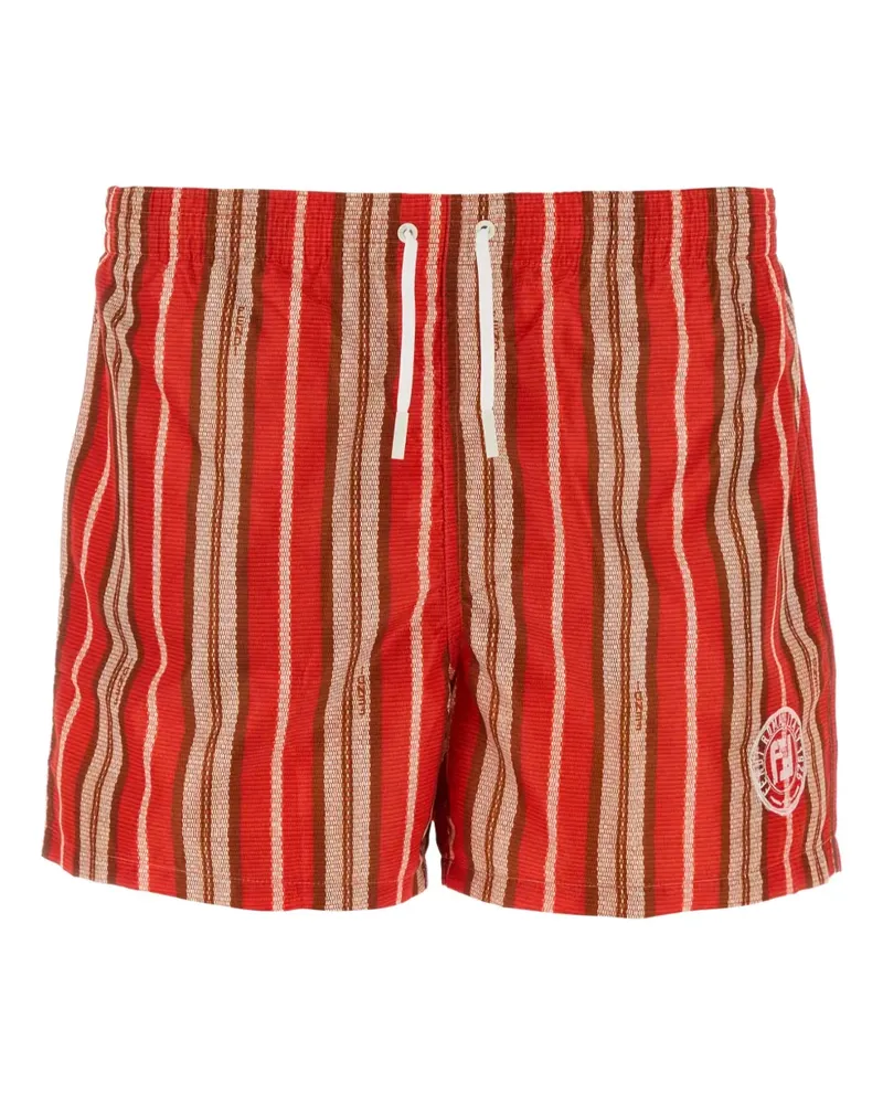 Fendi Gestreifte Badeshorts - Rot Rot