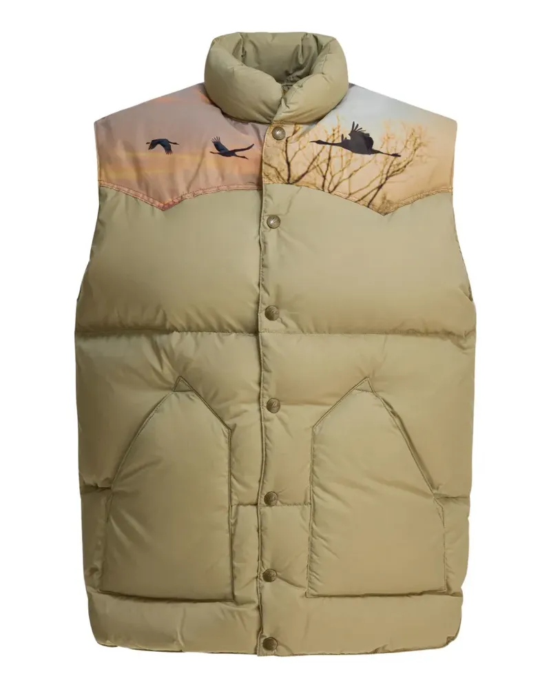 NEEDLES x Rocky Mountain Featherbed graphic-print padded gilet - Nude Nude