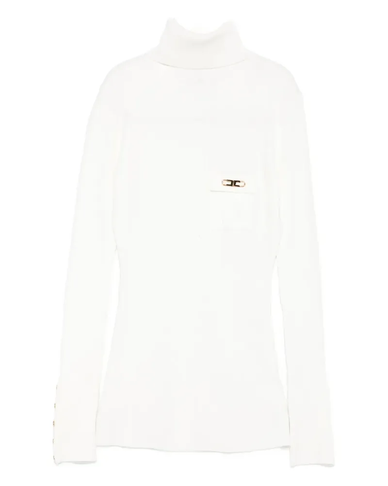 Elisabetta Franchi Gerippter Rollkragenpullover - Weiß Weiß