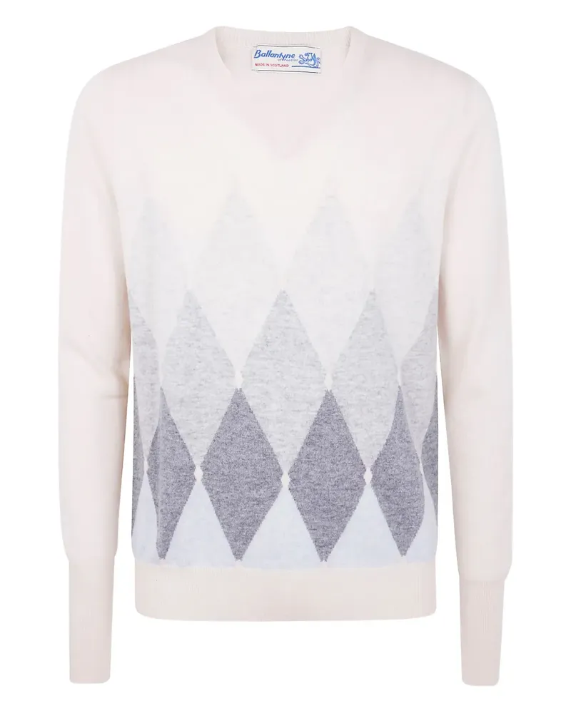 Ballantyne V-neck diamond-pattern sweater - Weiß Weiß