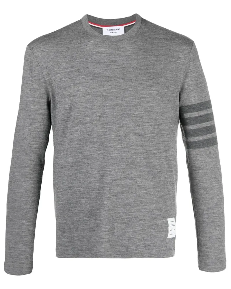 Thom Browne T-Shirt mit Streifen-Logo Grau