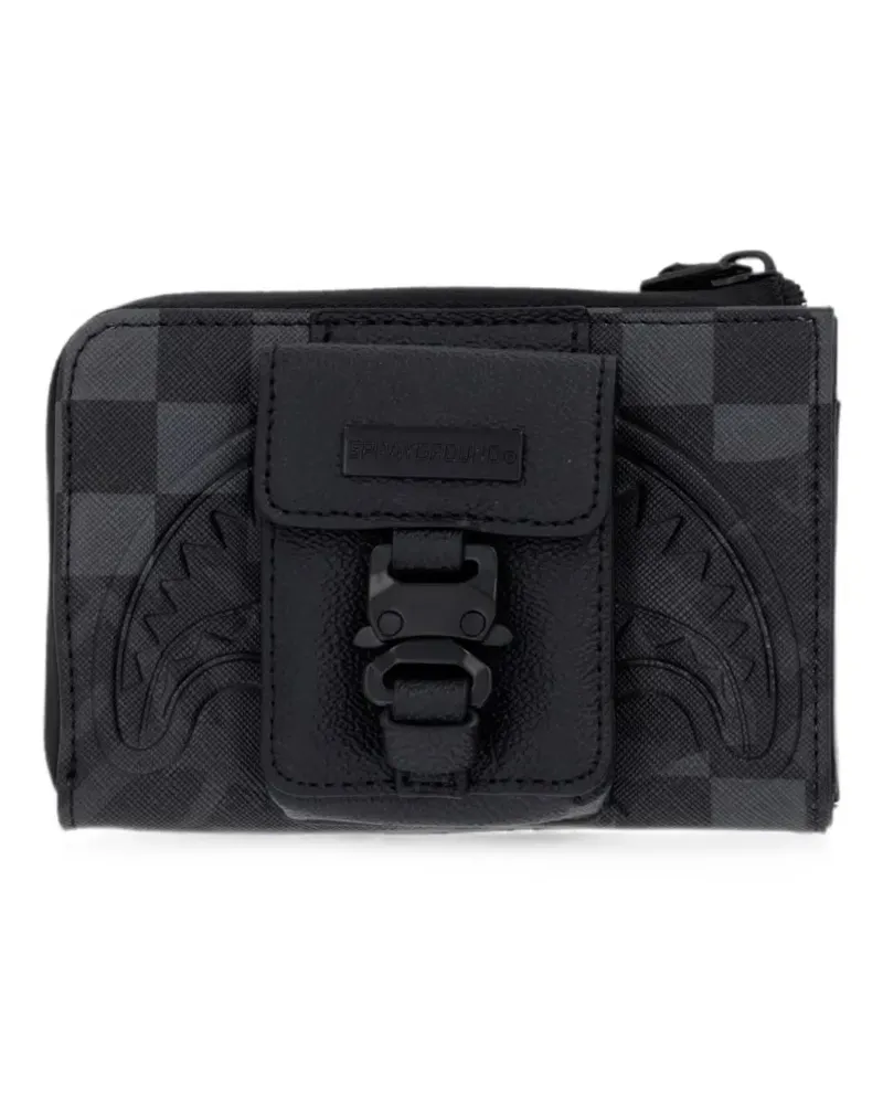 Sprayground Shark Mouth checkered wallet - Schwarz Schwarz