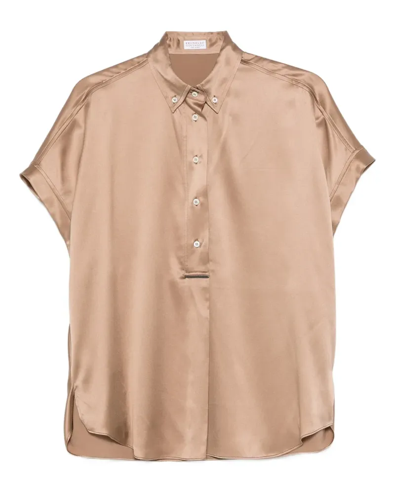 Brunello Cucinelli buttoned silk top - Nude Nude