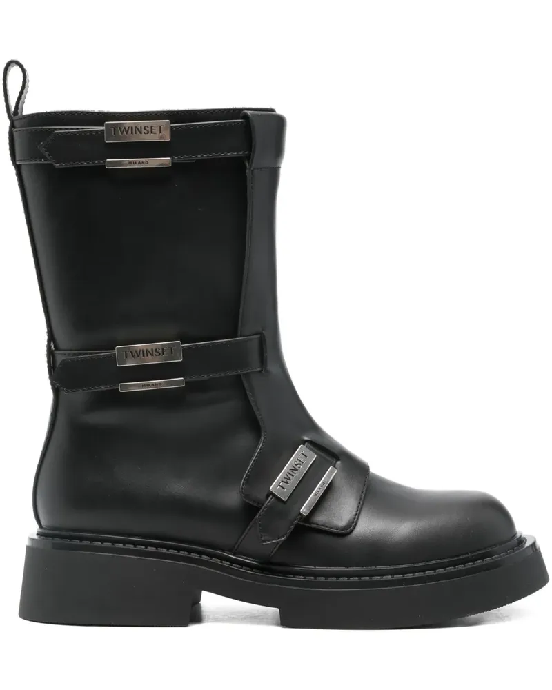 Twin-Set buckle strap boot - Schwarz Schwarz