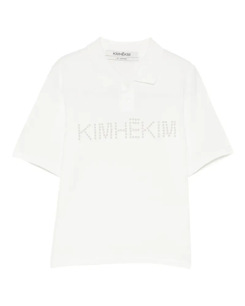 KIMHEKIM Poloshirt mit Kunstperlen-Logo - Weiß Weiß