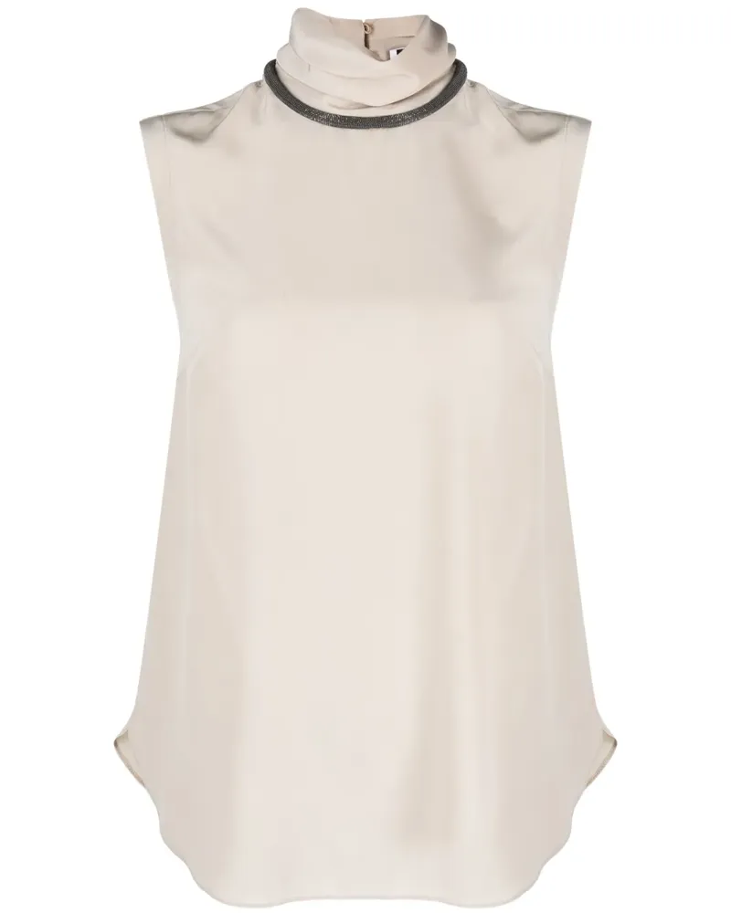 Brunello Cucinelli Ärmellose Seidenbluse - Nude Nude