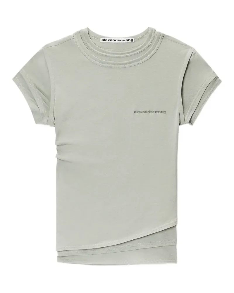 Alexander Wang logo-print layered T-shirt - Grün Grün