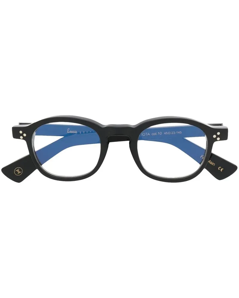 Lesca Runde Iota Brille - Schwarz Schwarz