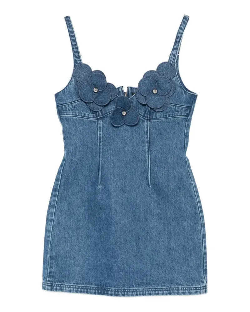 David Koma floral-appliqué denim mini dress - Blau Blau