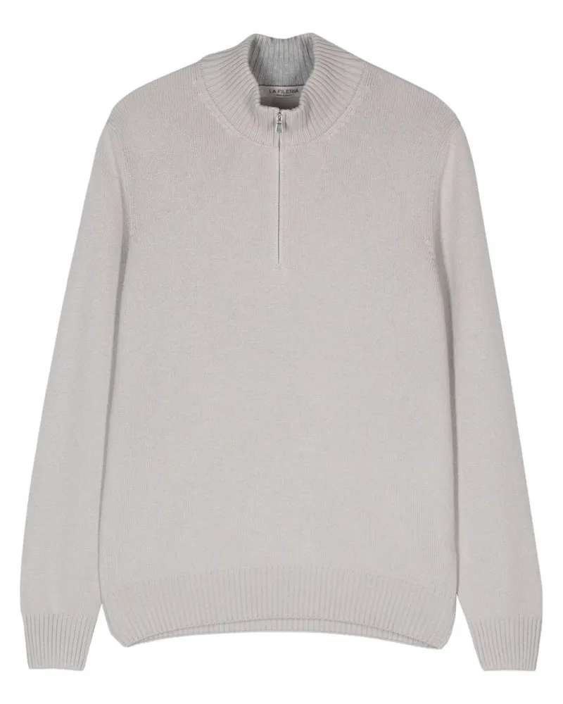 La Fileria Pullover mit Reißverschlusskragen - Grau Grau