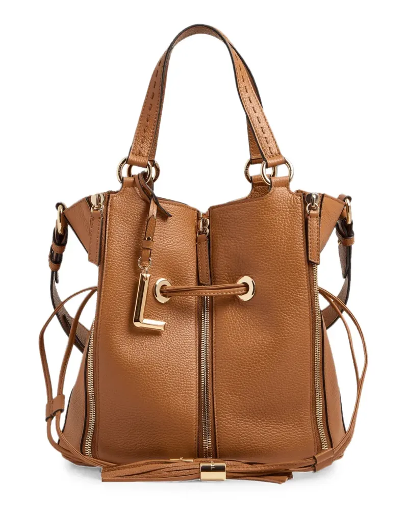 Lancel medium Premier Flirt leather-tassel bucket bag - Braun Braun