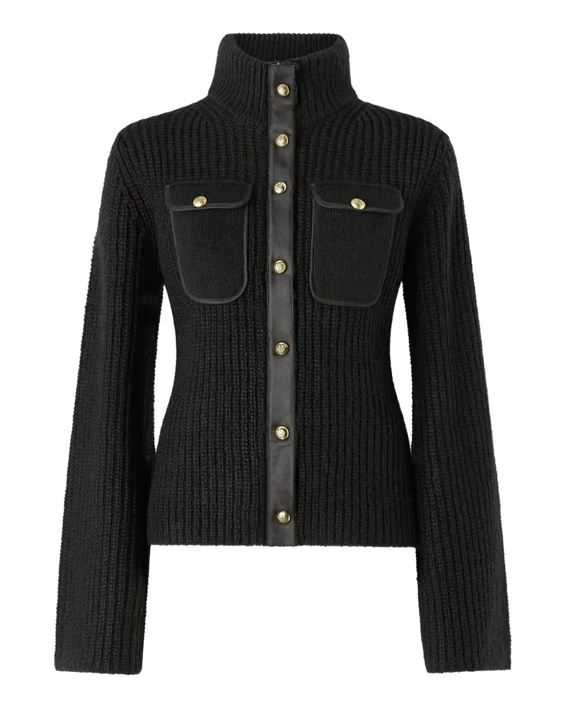 Pinko Gerippter Cardigan mit Tasche - Schwarz Schwarz