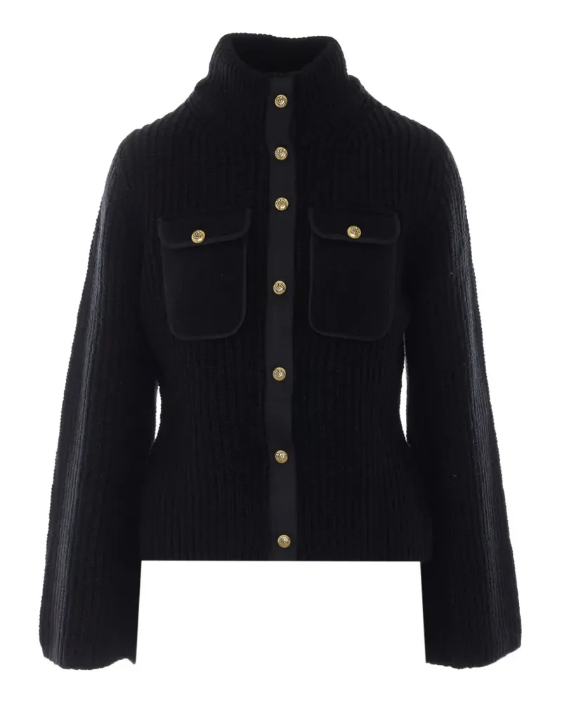 Pinko ribbed-knit pocket-details cardigan - Schwarz Schwarz