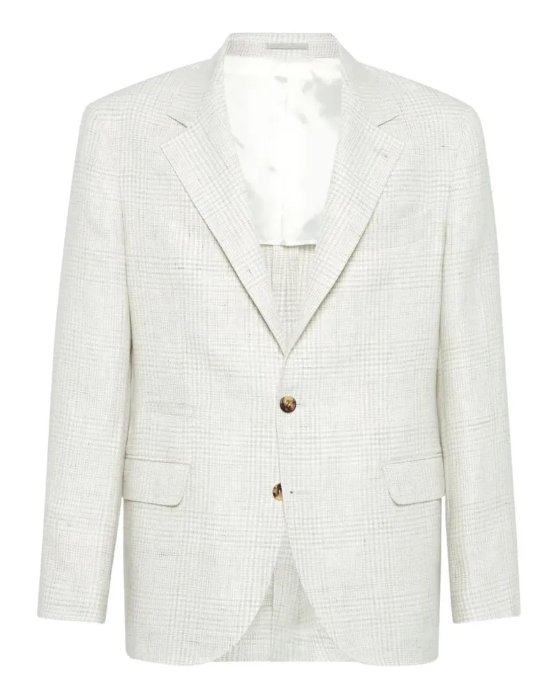 Brunello Cucinelli check-pattern notched-lapel blazer - Nude Nude