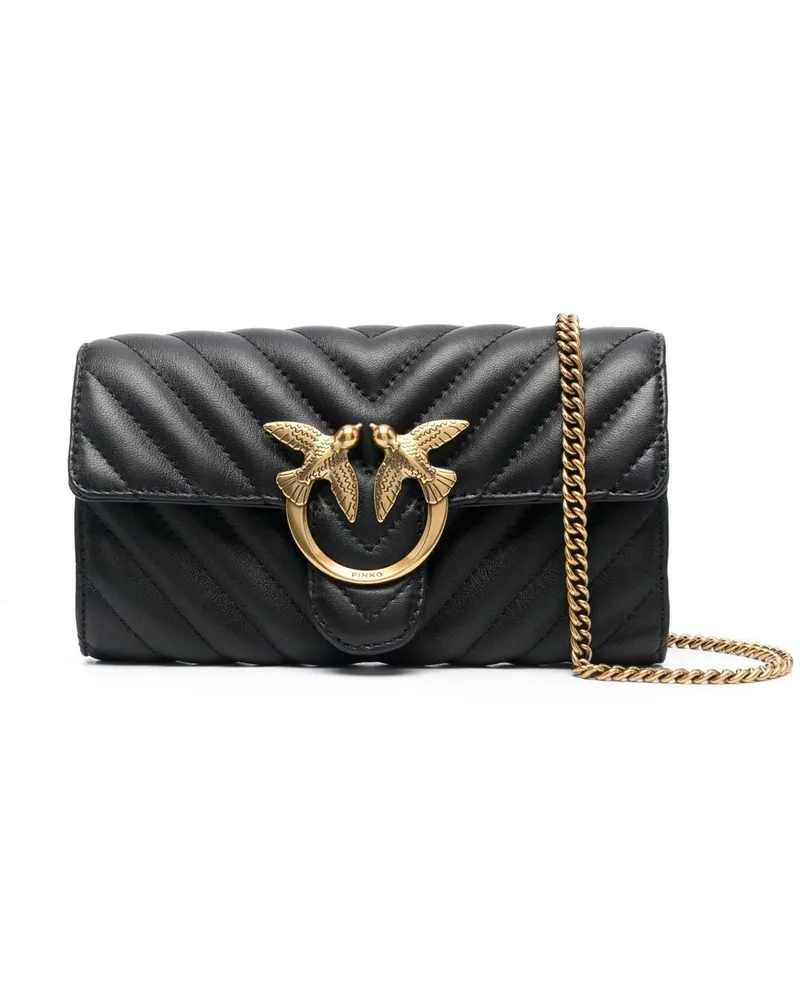 Pinko Schultertasche mit Logo-Schild - Schwarz Schwarz