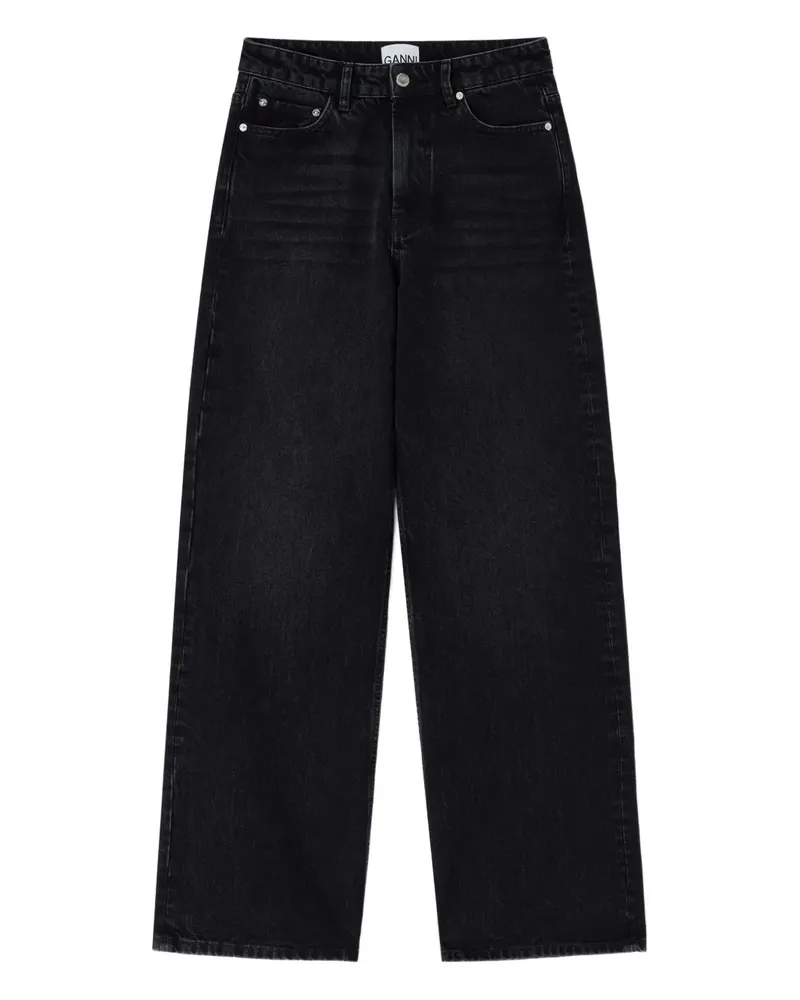 Ganni Jeans mit Logo-Patch - Schwarz Schwarz