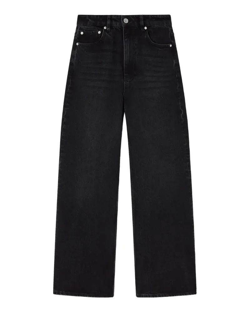 Ganni Jeans mit Logo-Patch - Schwarz Schwarz