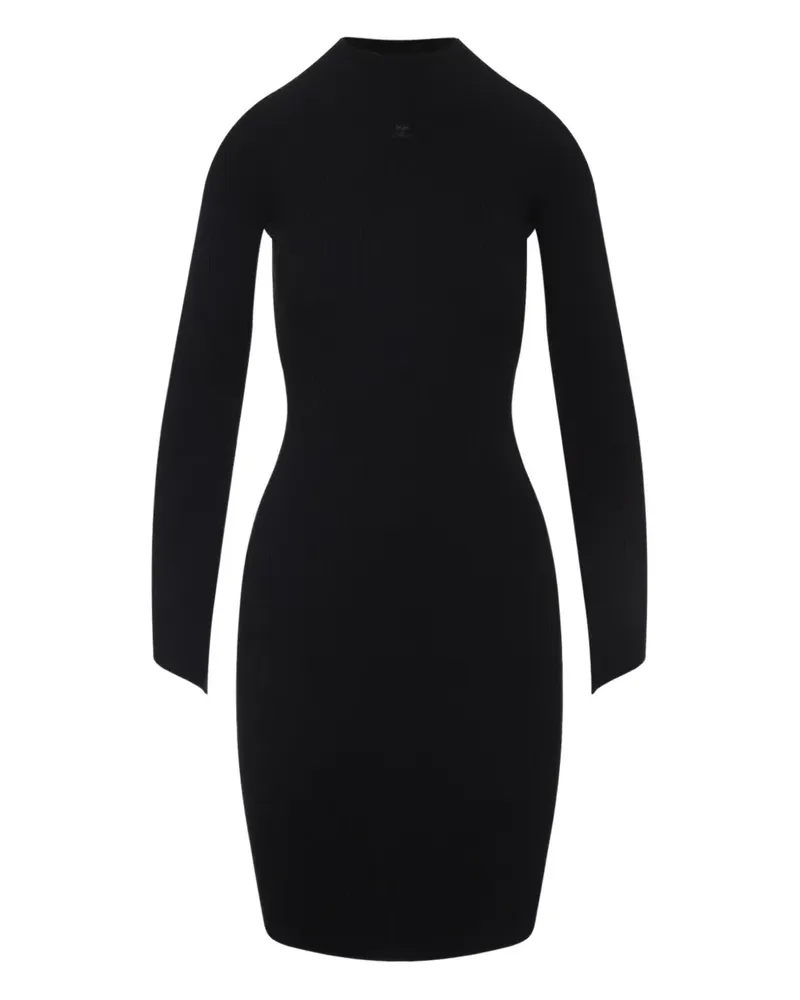 Courrèges Geripptes Kleid - Schwarz Schwarz