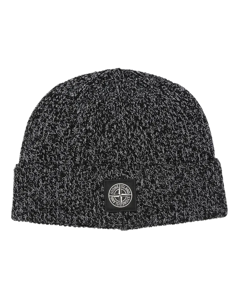 Stone Island Beanie mit Logo-Patch - Schwarz Schwarz