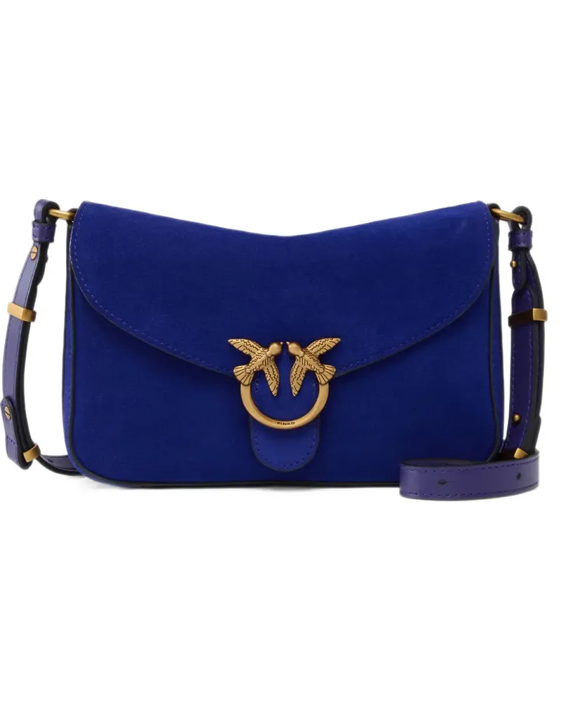 Pinko Mini Love Birds Umhängetasche aus Wildleder - Blau Blau