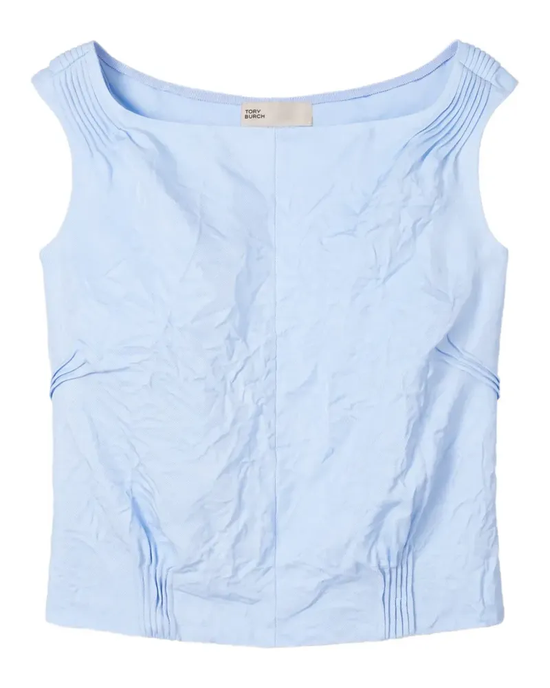 Tory Burch crinkled viscose top - Blau Blau