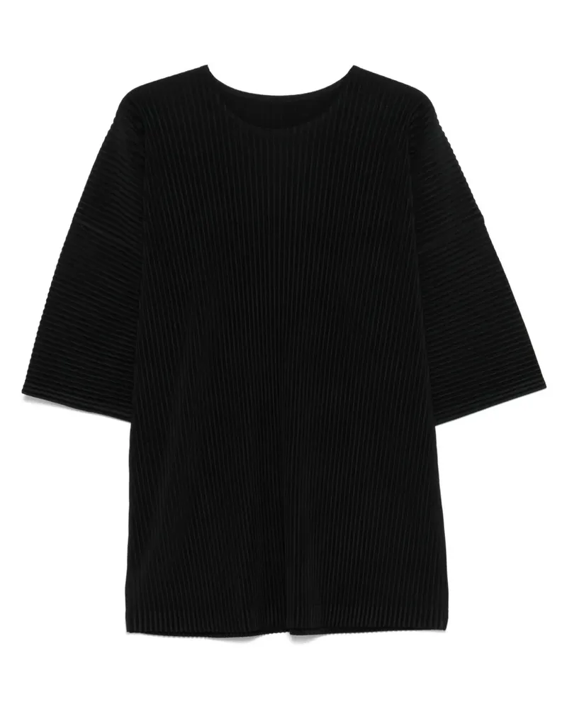 Issey Miyake Plissiertes T-Shirt - Schwarz Schwarz
