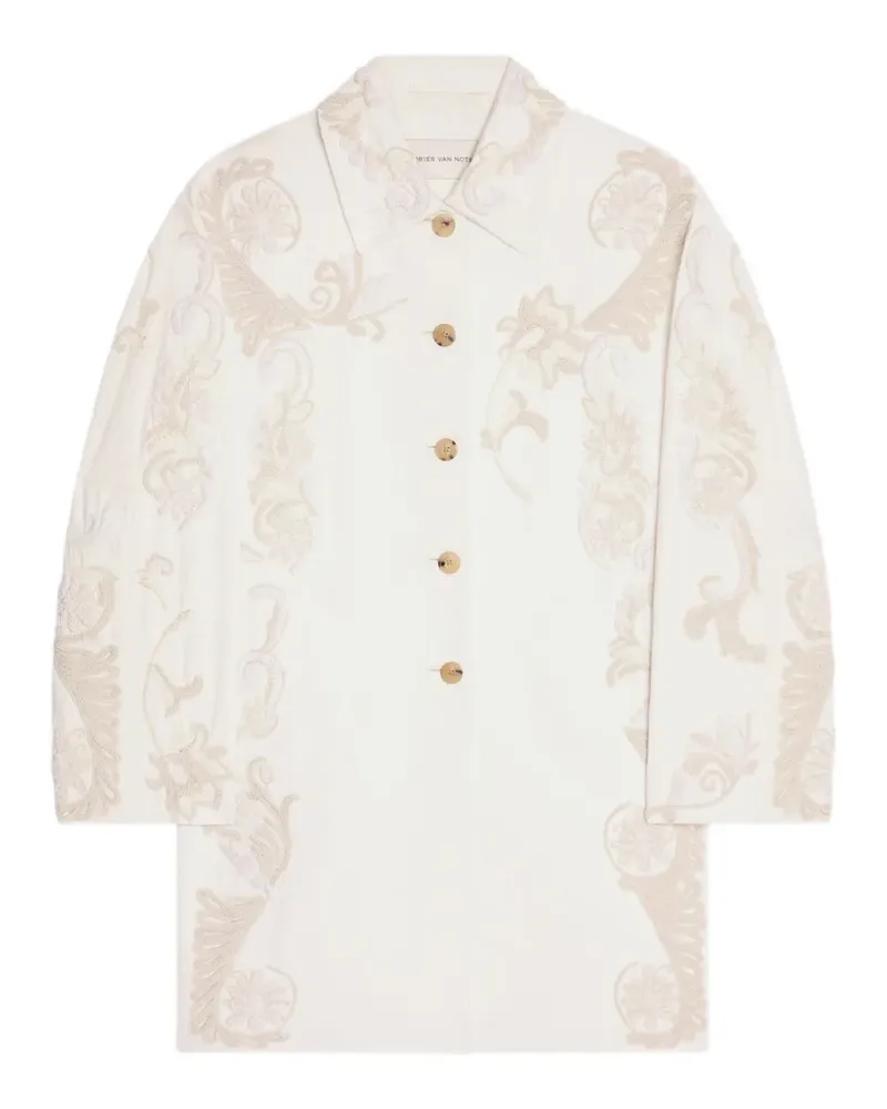 Dries van Noten Bestickter Mantel - Weiß Weiß