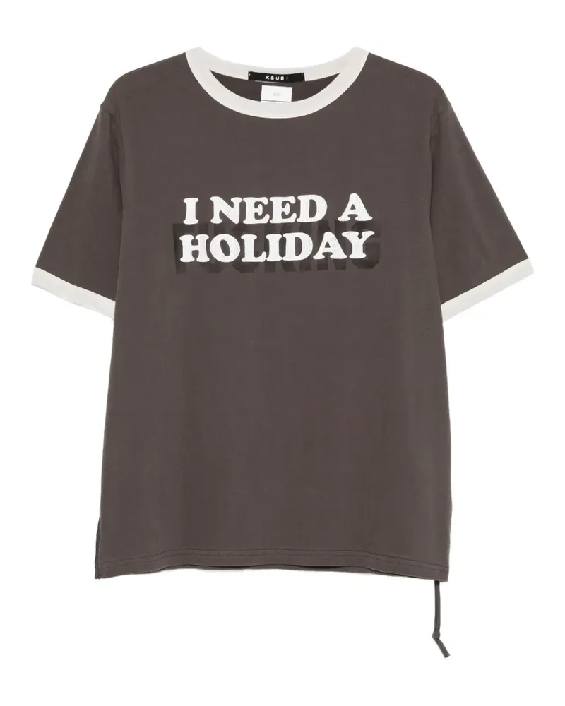 ksubi Holiday Ringer slogan-print T-shirt - Grau Grau