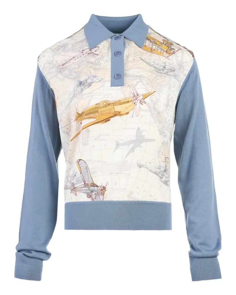Zimmermann Valiant Poloshirt aus Seide - Blau Blau