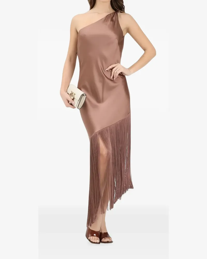 Pinko one-shoulder fringe-trim dress - Braun Braun
