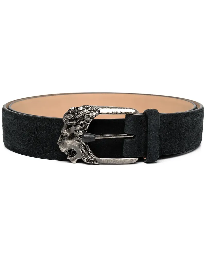 TOD'S Wildledergürtel mit Löwen-Schnalle - Schwarz Schwarz