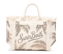 fringe-trimmed tote bag - Nude