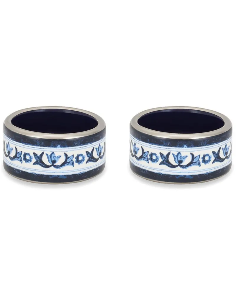 Dolce & Gabbana Kleine Serviettenringe aus Porzellan (2er-Set) - Blau Blau