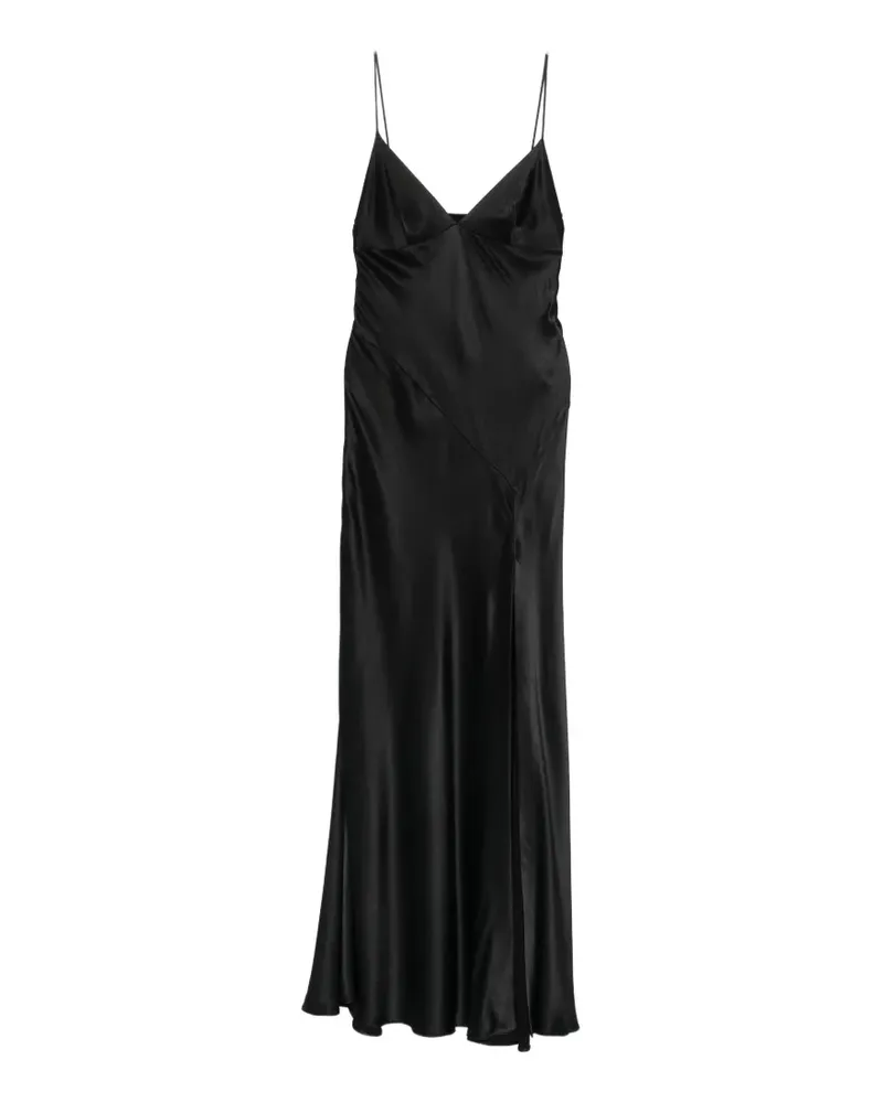 Alberta Ferretti satin-finish side-slit maxi dress - Schwarz Schwarz