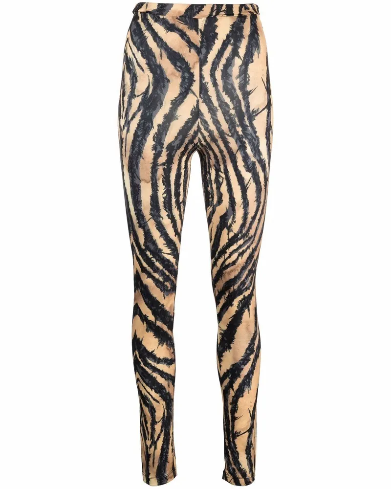 Roberto Cavalli Leggings mit Zebra-Print - Schwarz Schwarz