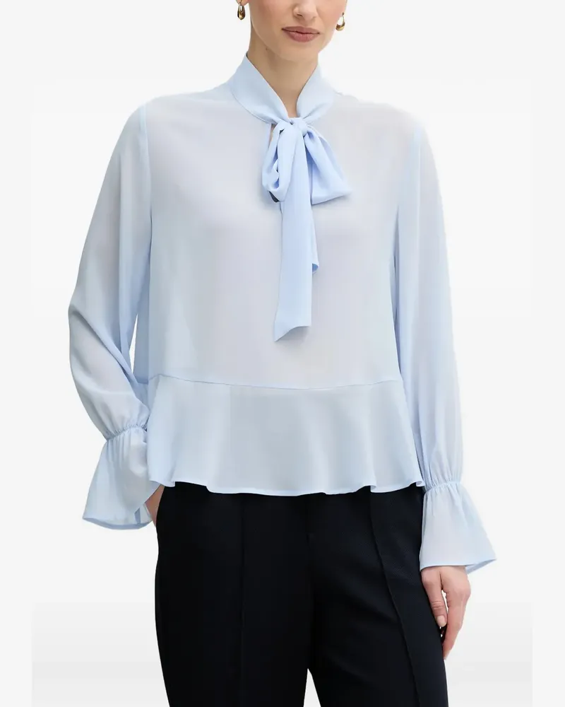 Oui  Schößchen-Bluse mit Schleifendetail - Blau Blau