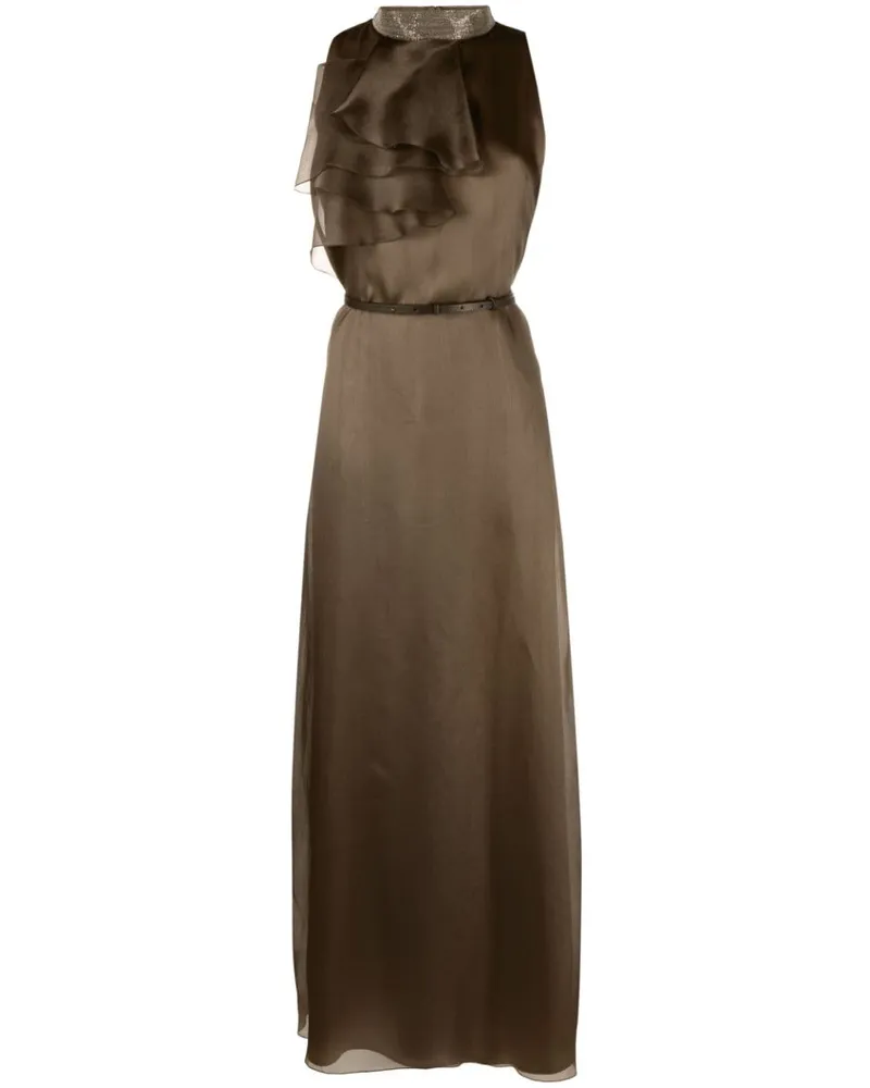 Fabiana Filippi Maxikleid mit Rüschen - Braun Braun