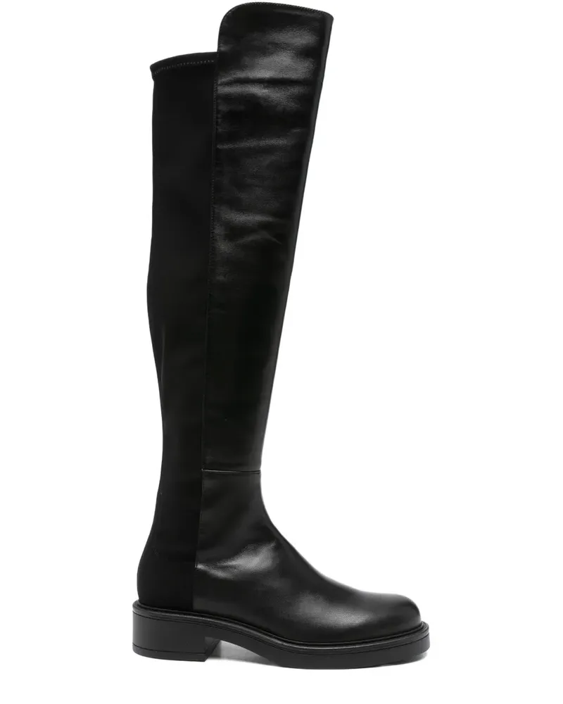 Stuart Weitzman Kniehohe Stiefel mit Ledereinsätzen 40mm - Schwarz Schwarz