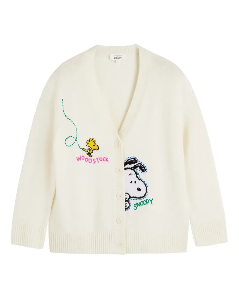 Chinti & Parker Cardigan mit Snoopy-Stickerei - Nude Nude
