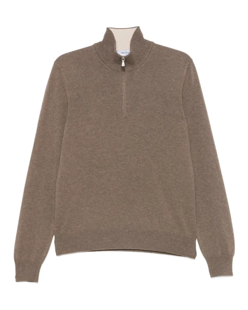 Gran Sasso Pullover mit kurzem Reißverschluss - Braun Braun