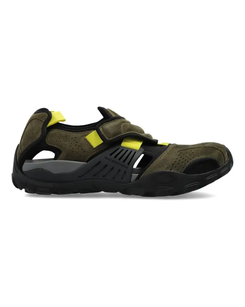 Balenciaga Hike Sandalen-Sneakers in Taupe/Schwarz/Neongelb - Grün Grün