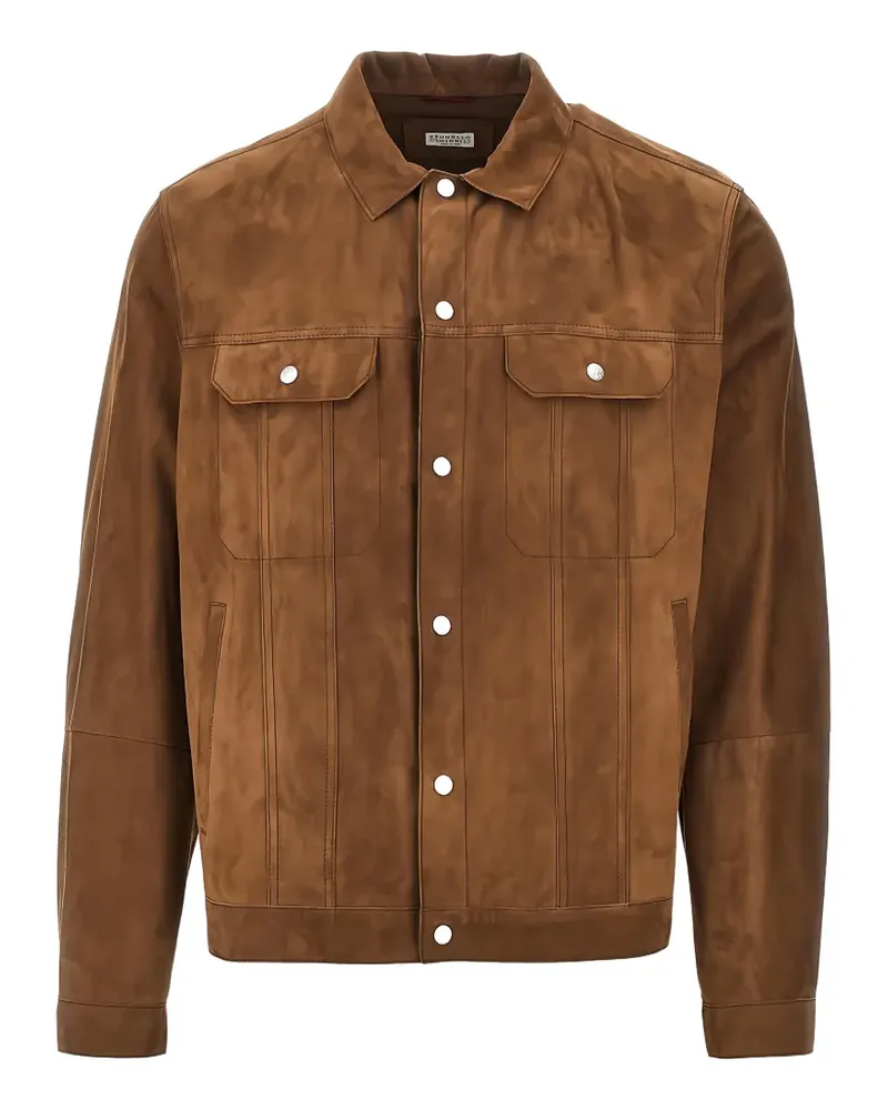 Brunello Cucinelli suede button-up jacket - Braun Braun