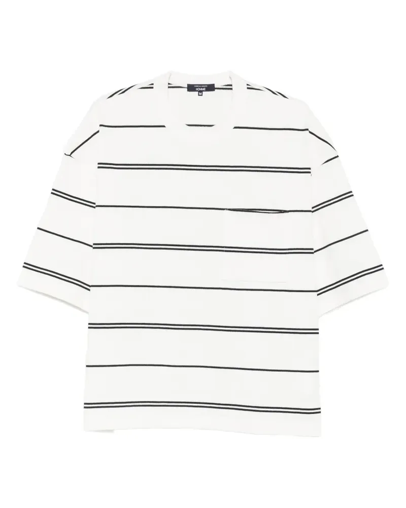 Comme des Garçons striped chest-pocket T-shirt - Weiß Weiß