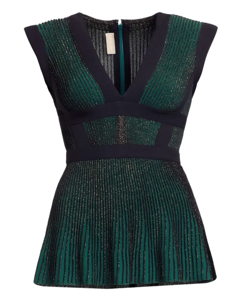 Elie Saab Top in Metallic-Optik - Grün Grün