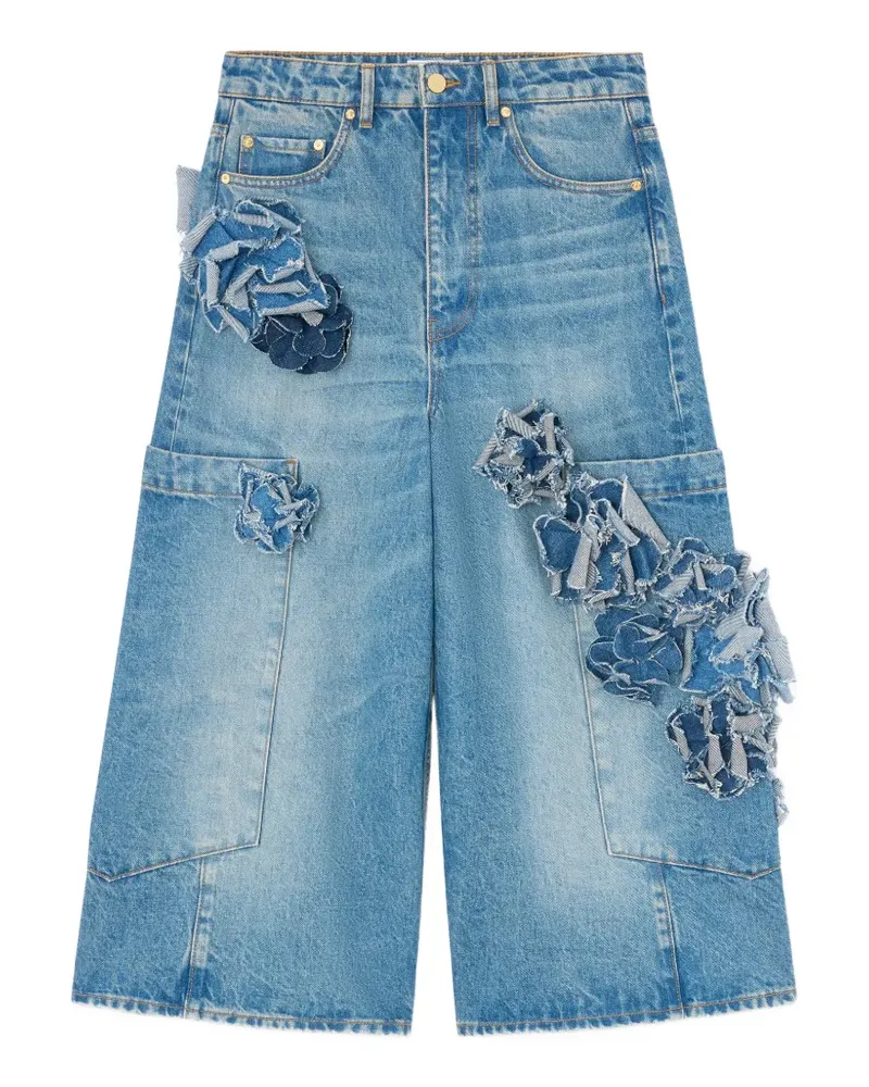 Ganni Jeans mit Blumenapplikation - Blau Blau