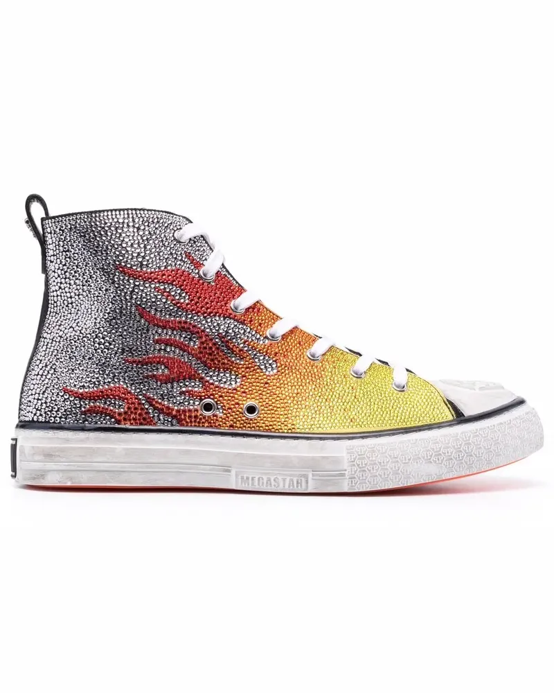 Philipp Plein Flames Megastar High-Top-Sneakers - Silber Silber