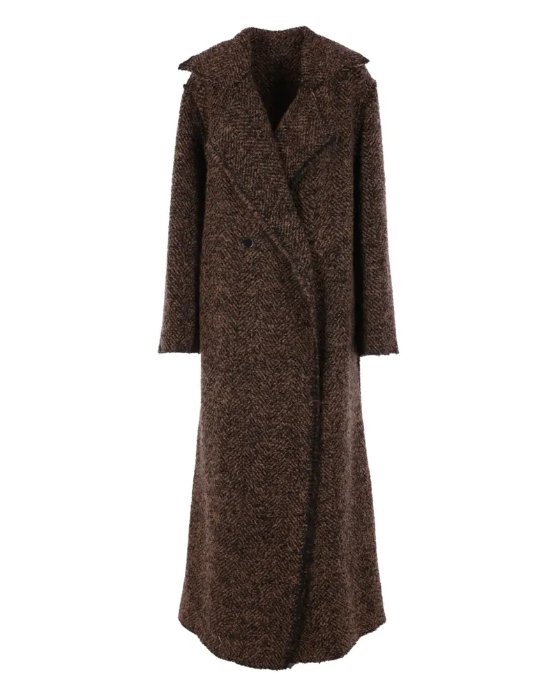 Alberta Ferretti herringbone button coat - Braun Braun